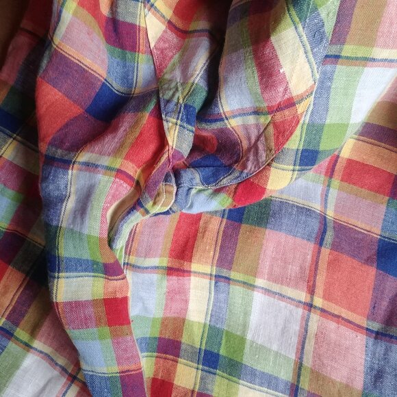 Gant Hampton Linen E-Z Fit Mens Short Sleeve Button plaid 100% linen shi… - Picture 12 of 13